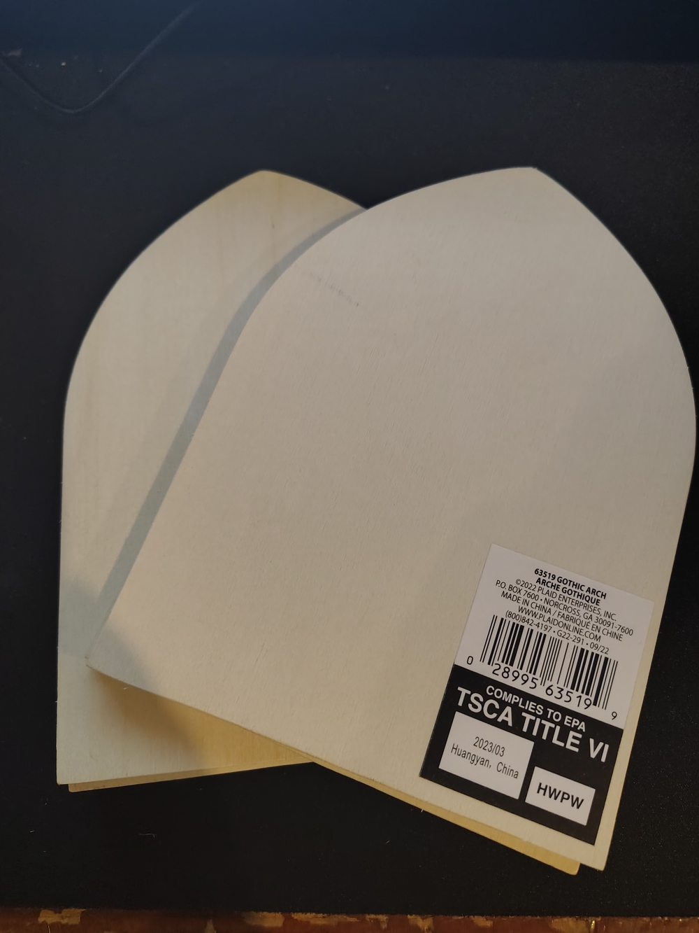 Unbranded Gothic Arch Wood Plaques - Cream